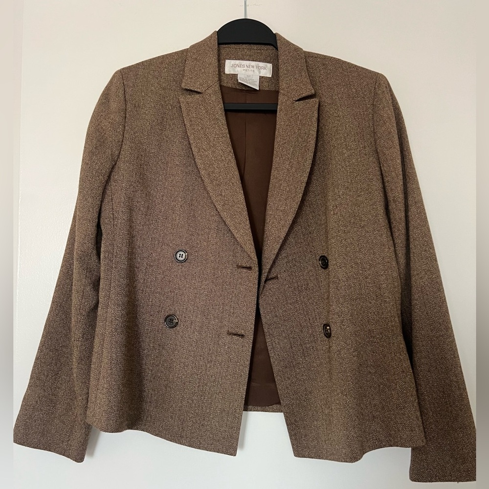 Jones New York Herringbone Blazer in Brown